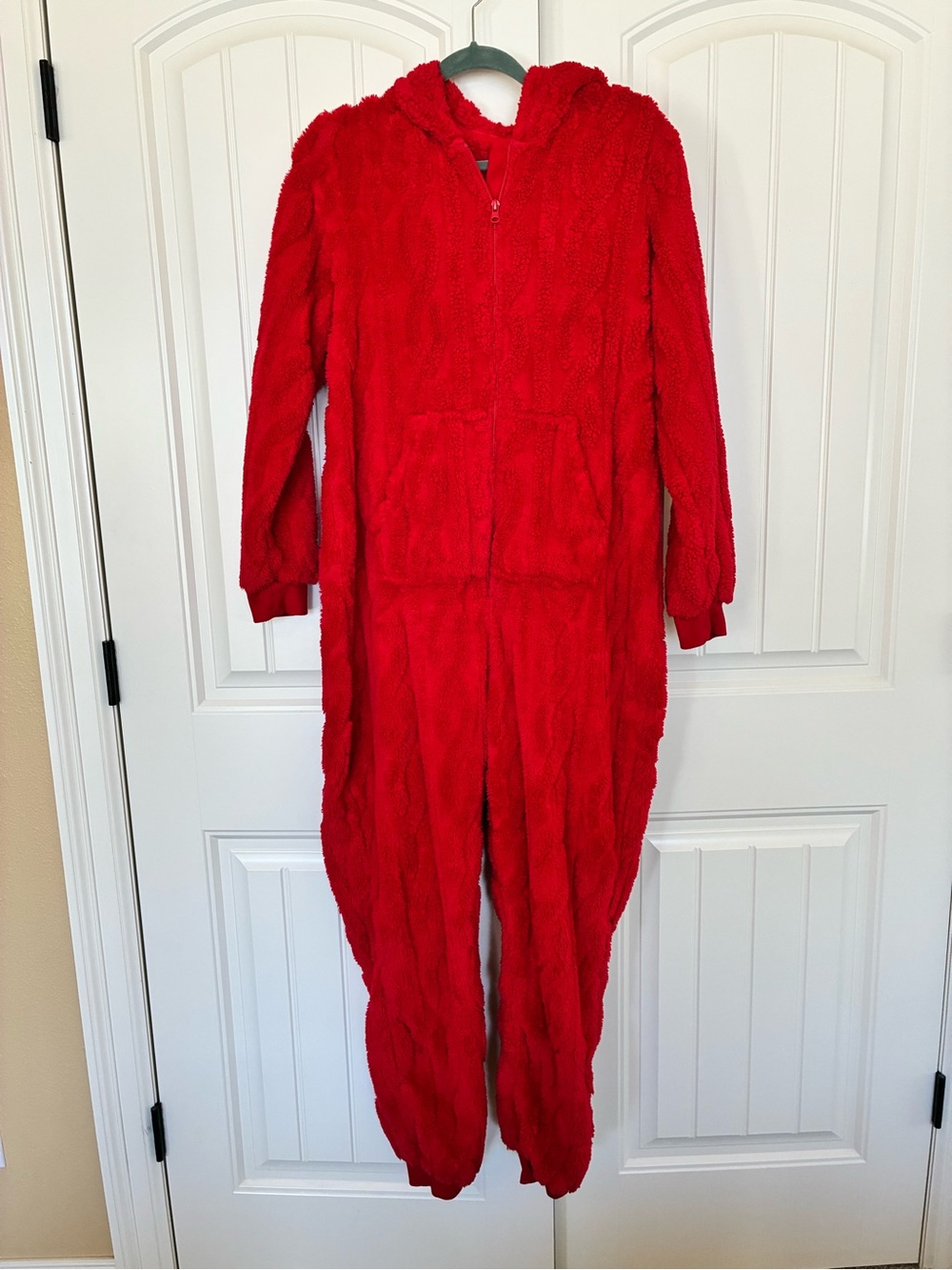 Women's Plush Red Hooded Onesie Pajama size XS